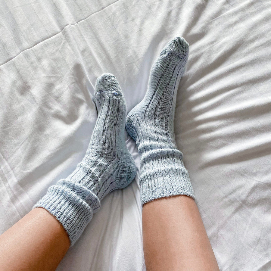 Blue Alpaca Bed Socks